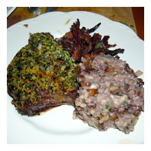 Herb-Crusted Beef with Chanterelles and Jus