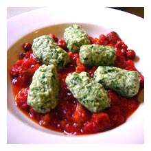 Spinach Gnudi with Tomato Vodka Sauce