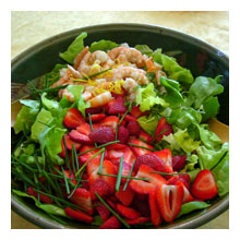 Shrimp and Strawberry Salad with Honey Mint Vinaigrette